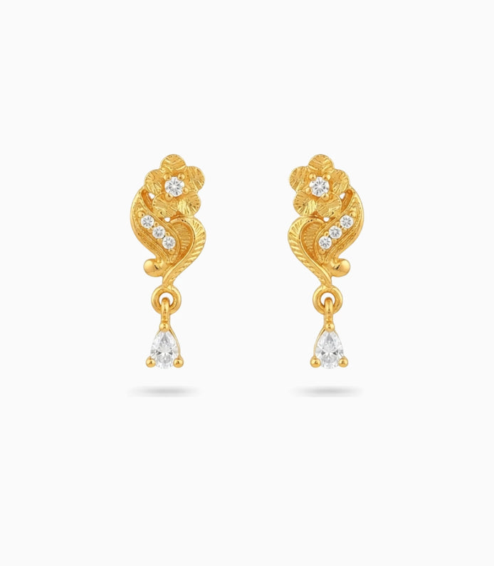 Gold Plated Sparkling AD Drop Earrings