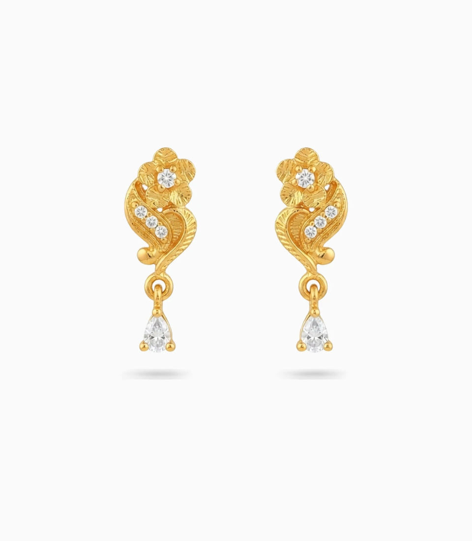 Gold Plated Sparkling AD Drop Earrings