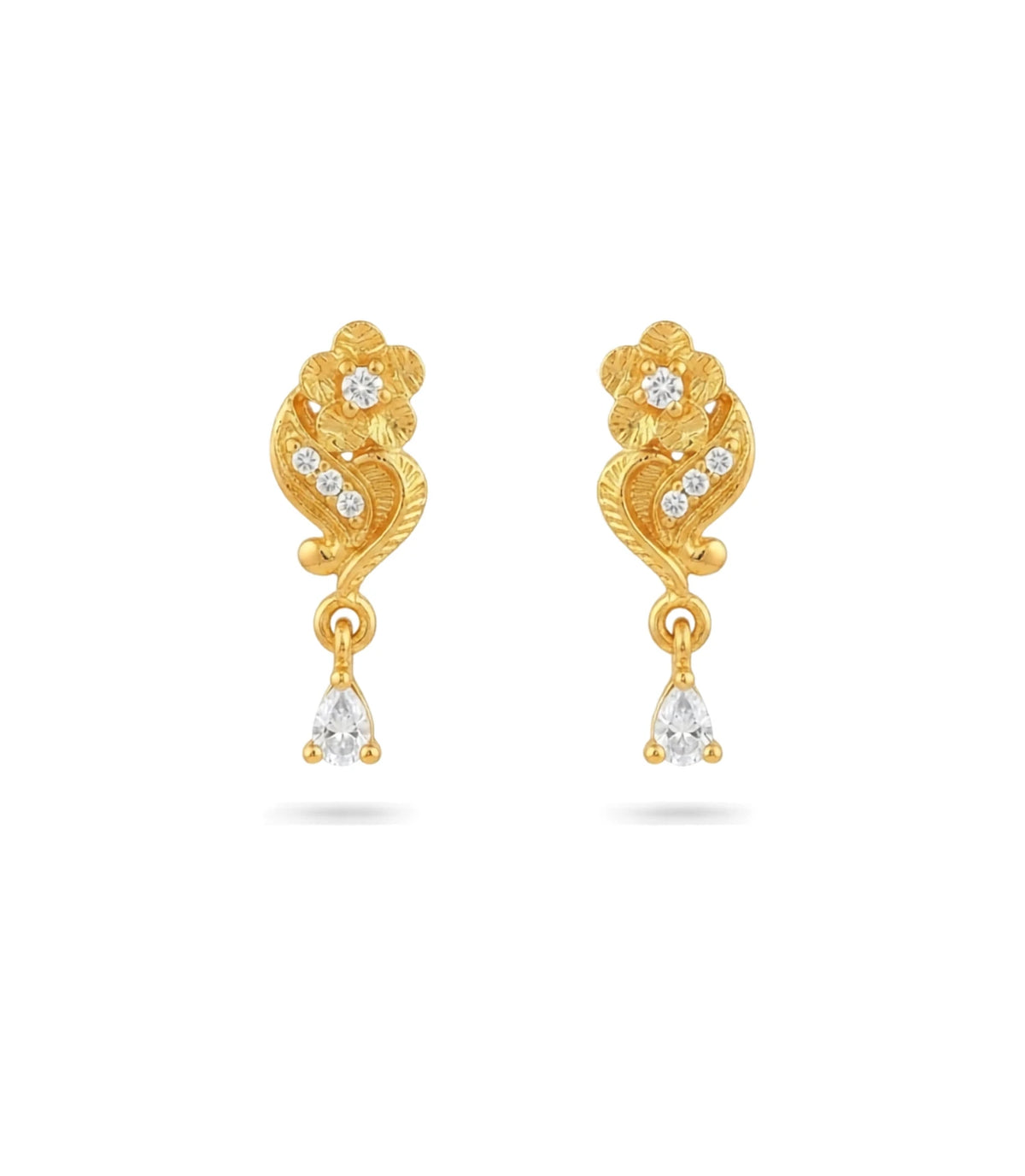 Gold Plated Sparkling AD Drop Earrings