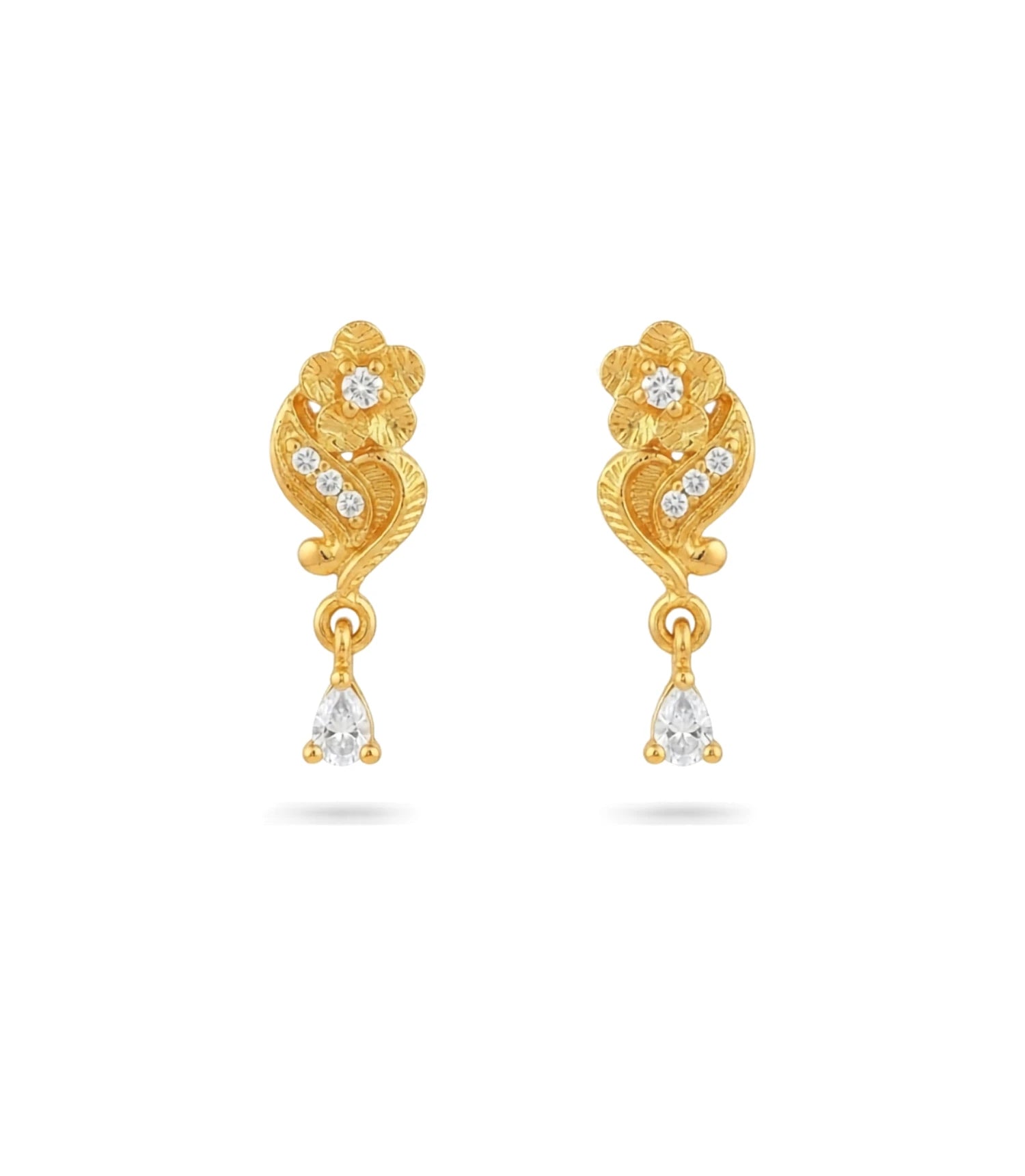 Gold Plated Sparkling AD Drop Earrings