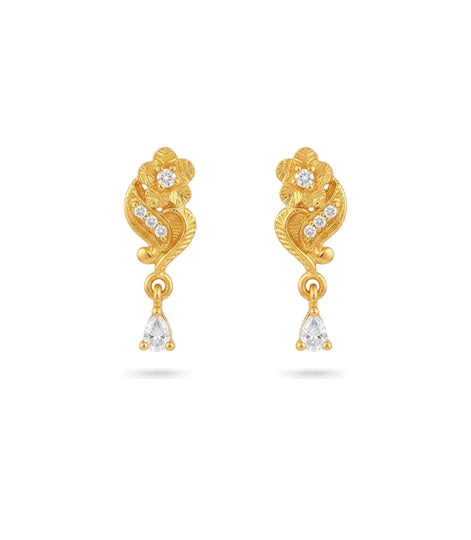 Gold Plated Sparkling AD Drop Earrings