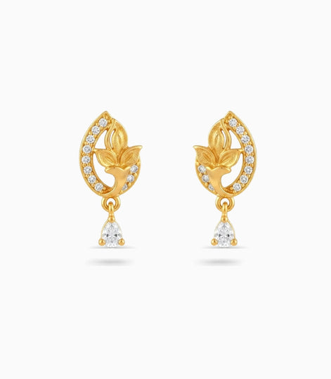 Gold Plated Radiant AD Drop Earrings