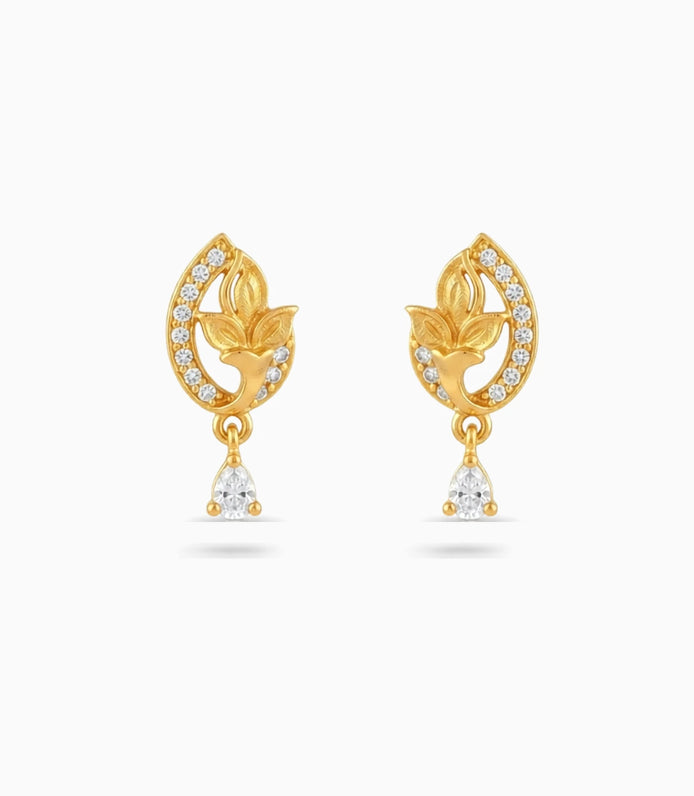 Gold Plated Radiant AD Drop Earrings