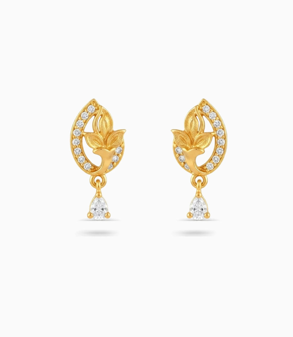 Gold Plated Radiant AD Drop Earrings