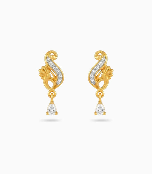 Gold Plated Shimmering AD Drop Earrings