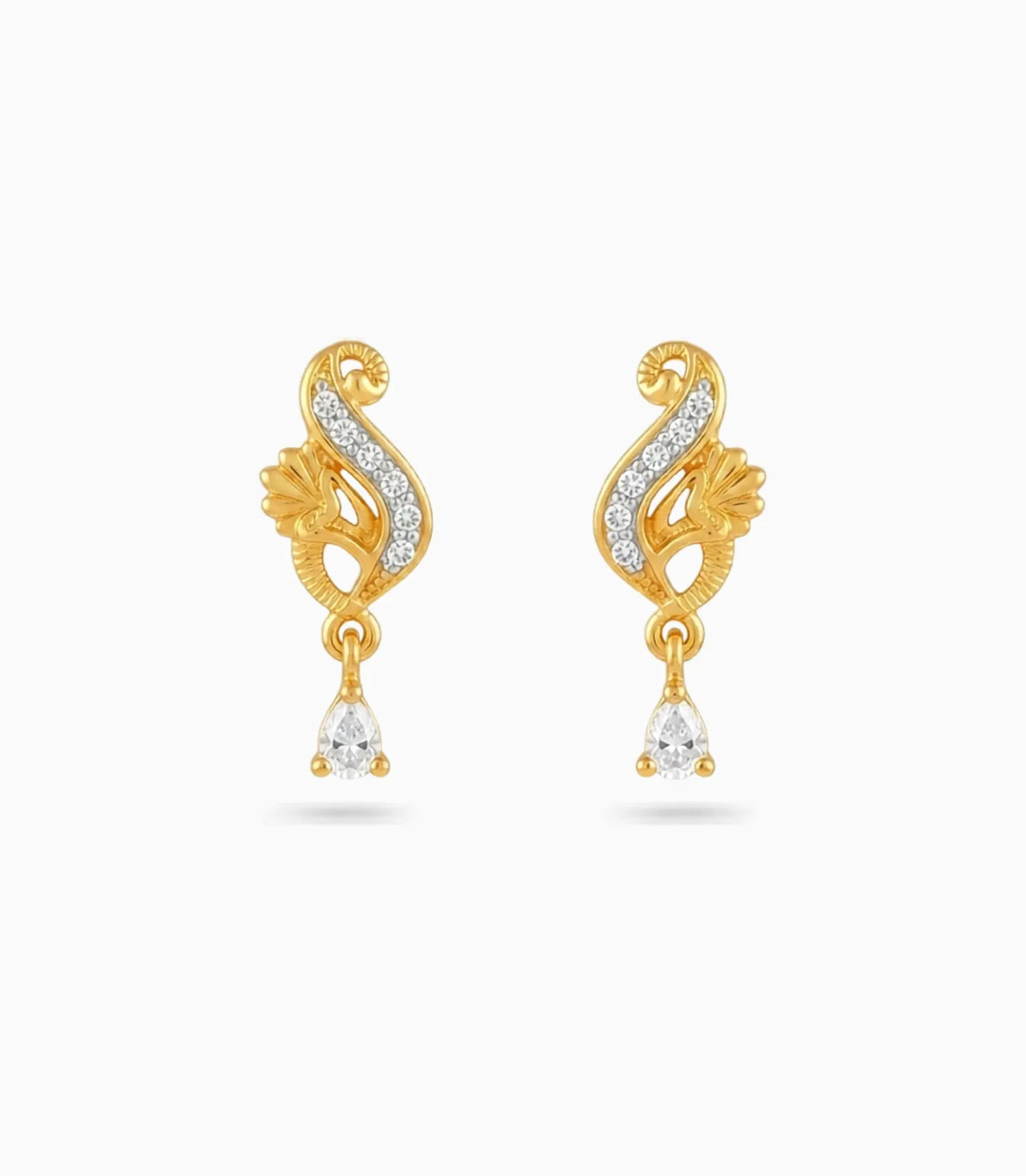 Gold Plated Shimmering AD Drop Earrings