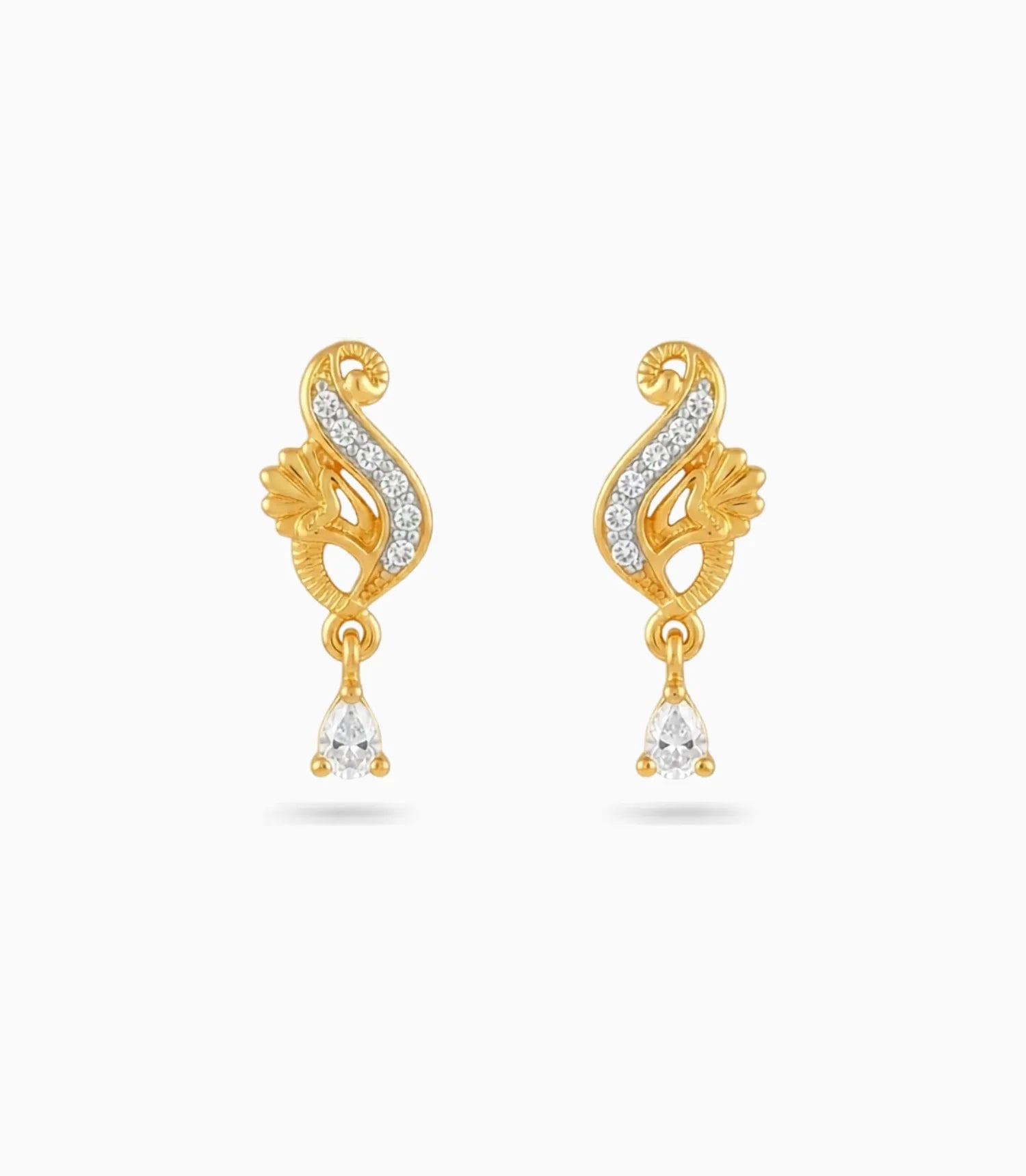 Gold Plated Shimmering AD Drop Earrings