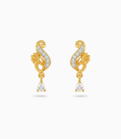 Gold Plated Shimmering AD Drop Earrings