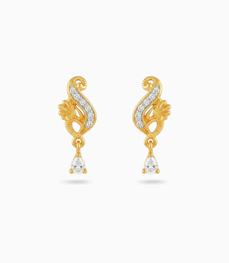 Gold Plated Shimmering AD Drop Earrings