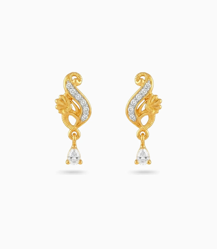 Gold Plated Shimmering AD Drop Earrings