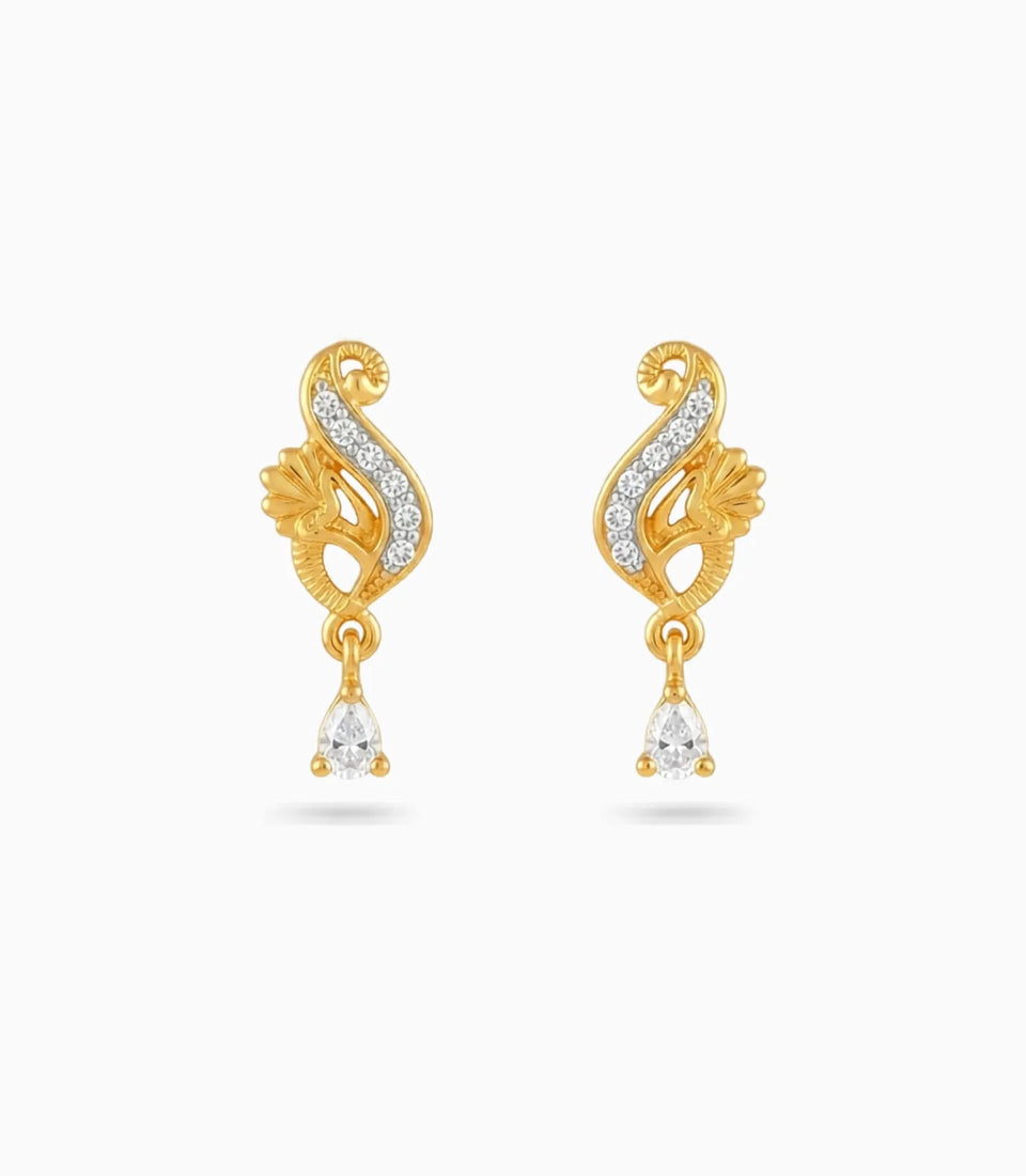 Gold Plated Shimmering AD Drop Earrings