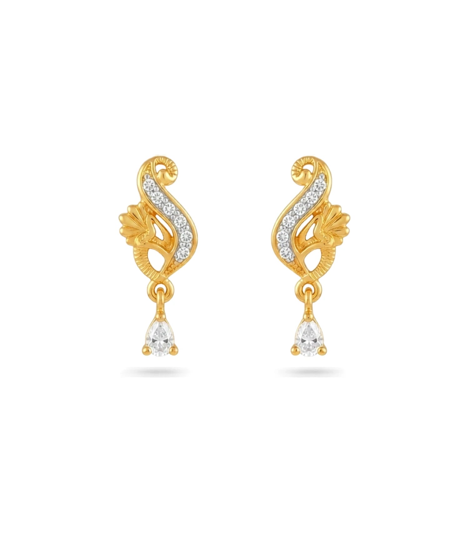 Gold Plated Shimmering AD Drop Earrings
