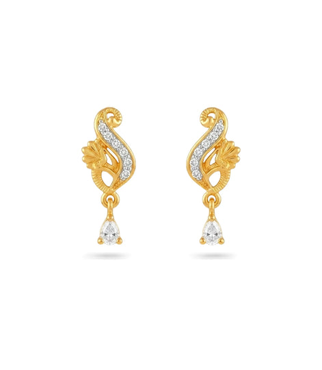 Gold Plated Shimmering AD Drop Earrings