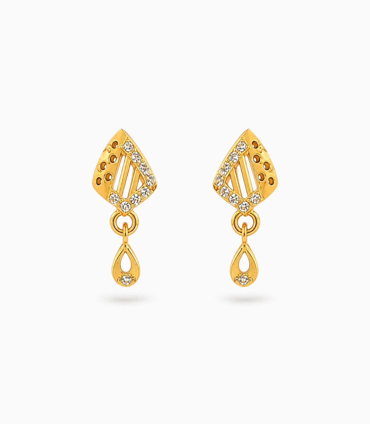 Gold Plated Fine AD Drop Earrings