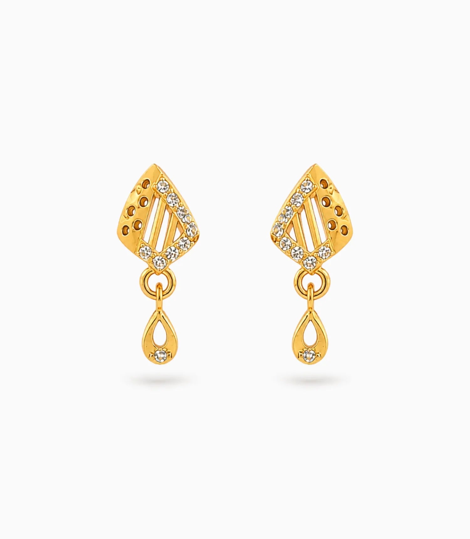 Gold Plated Fine AD Drop Earrings