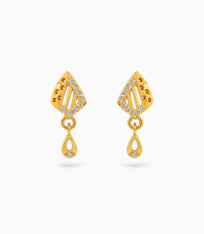 Gold Plated Fine AD Drop Earrings