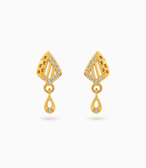 Gold Plated Fine AD Drop Earrings