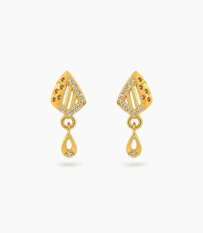 Gold Plated Fine AD Drop Earrings