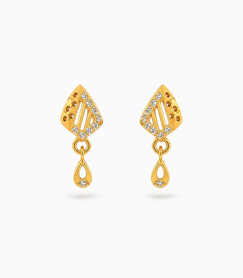 Gold Plated Fine AD Drop Earrings