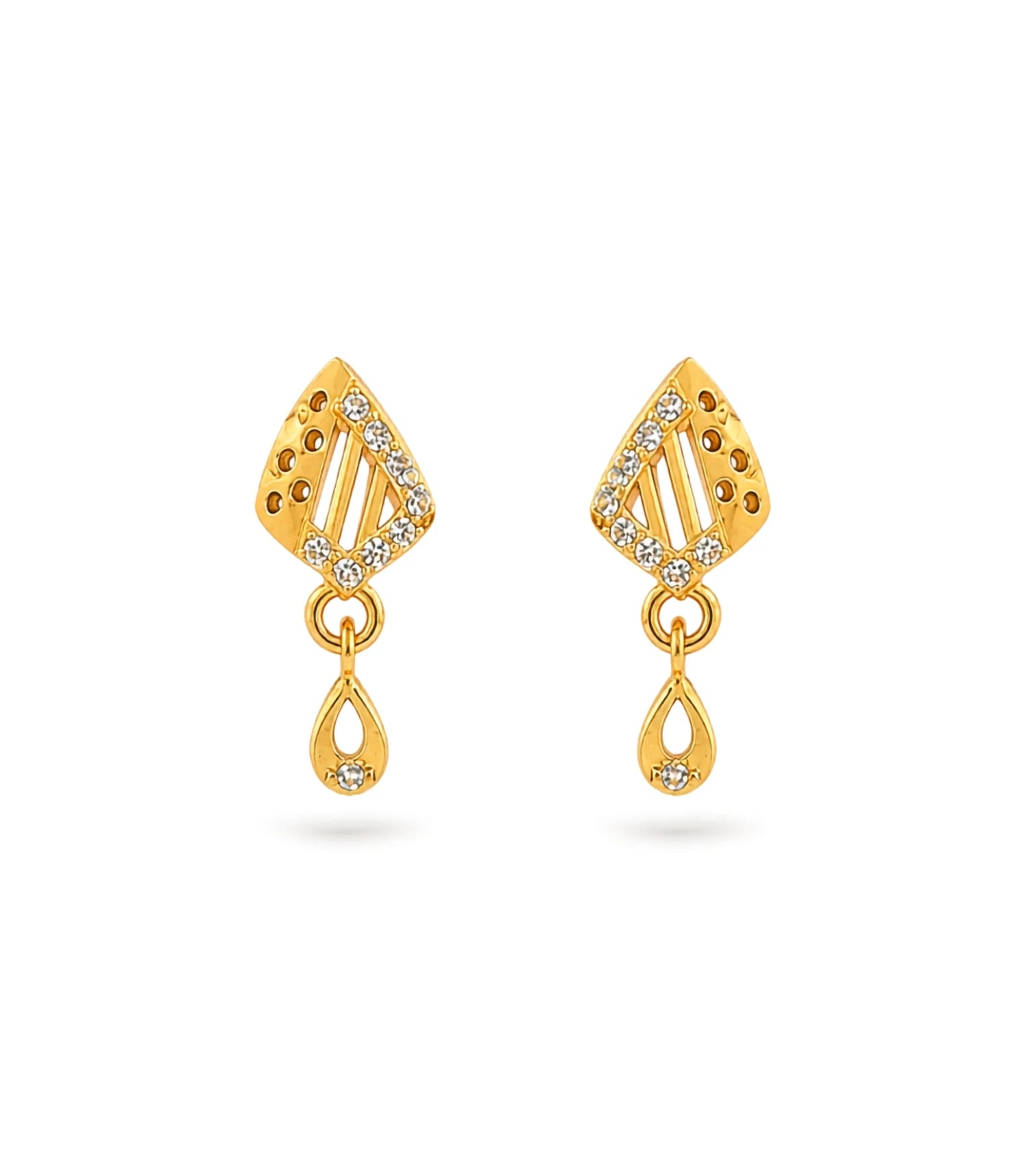Gold Plated Fine AD Drop Earrings