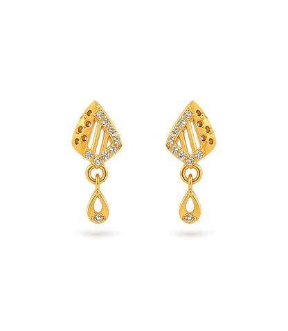Gold Plated Fine AD Drop Earrings