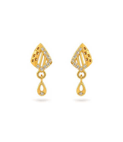 Gold Plated Fine AD Drop Earrings