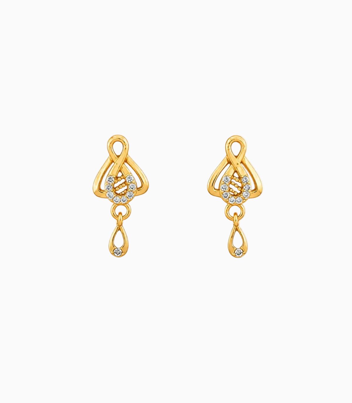 Gold Plated Intricate AD Drop Earrings