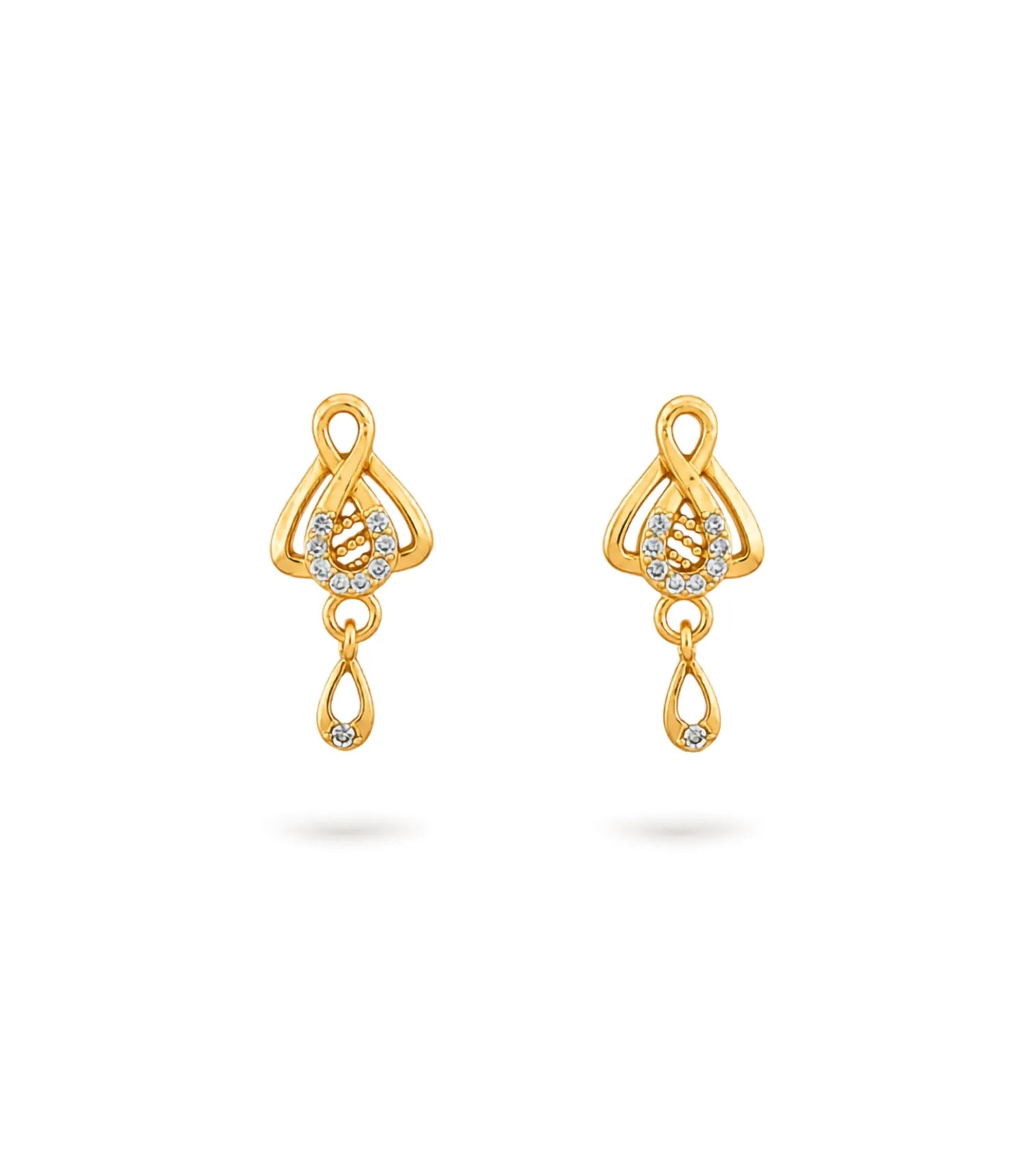 Gold Plated Intricate AD Drop Earrings