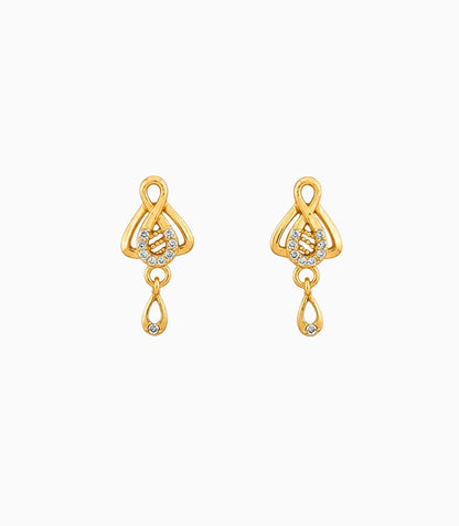 Gold Plated Intricate AD Drop Earrings