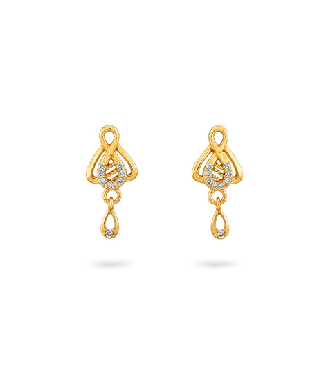 Gold Plated Intricate AD Drop Earrings