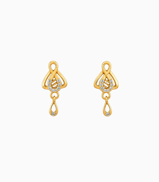 Gold Plated Intricate AD Drop Earrings
