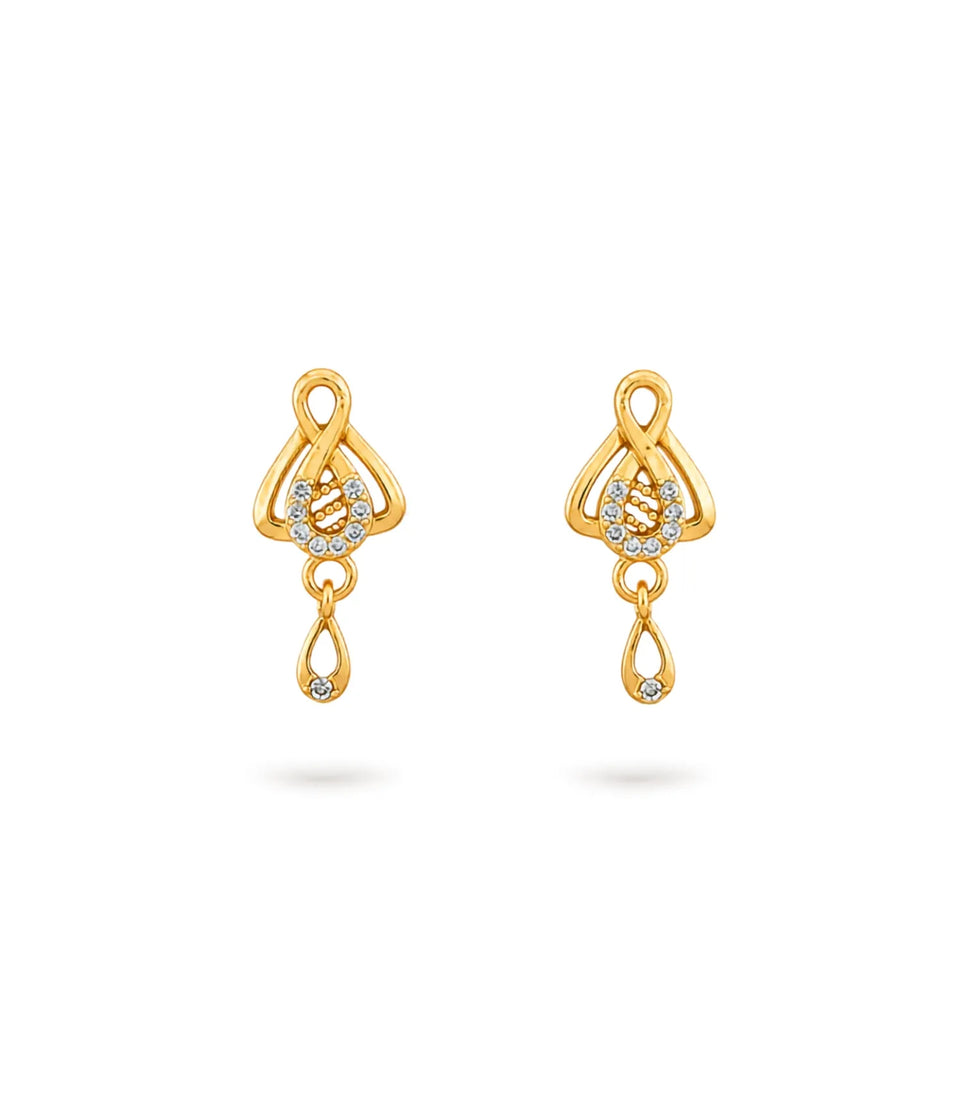 Gold Plated Intricate AD Drop Earrings