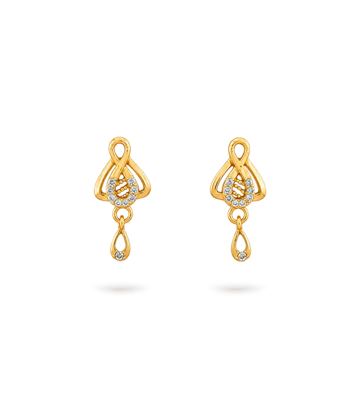Gold Plated Intricate AD Drop Earrings