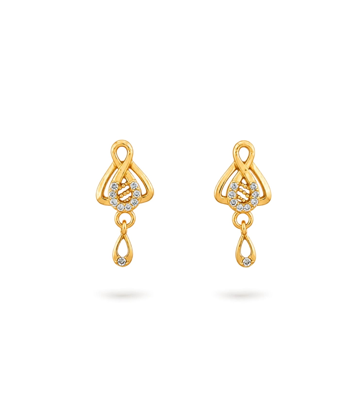 Gold Plated Intricate AD Drop Earrings