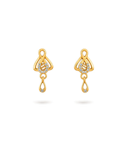 Gold Plated Intricate AD Drop Earrings