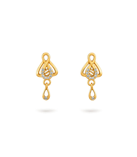 Gold Plated Intricate AD Drop Earrings