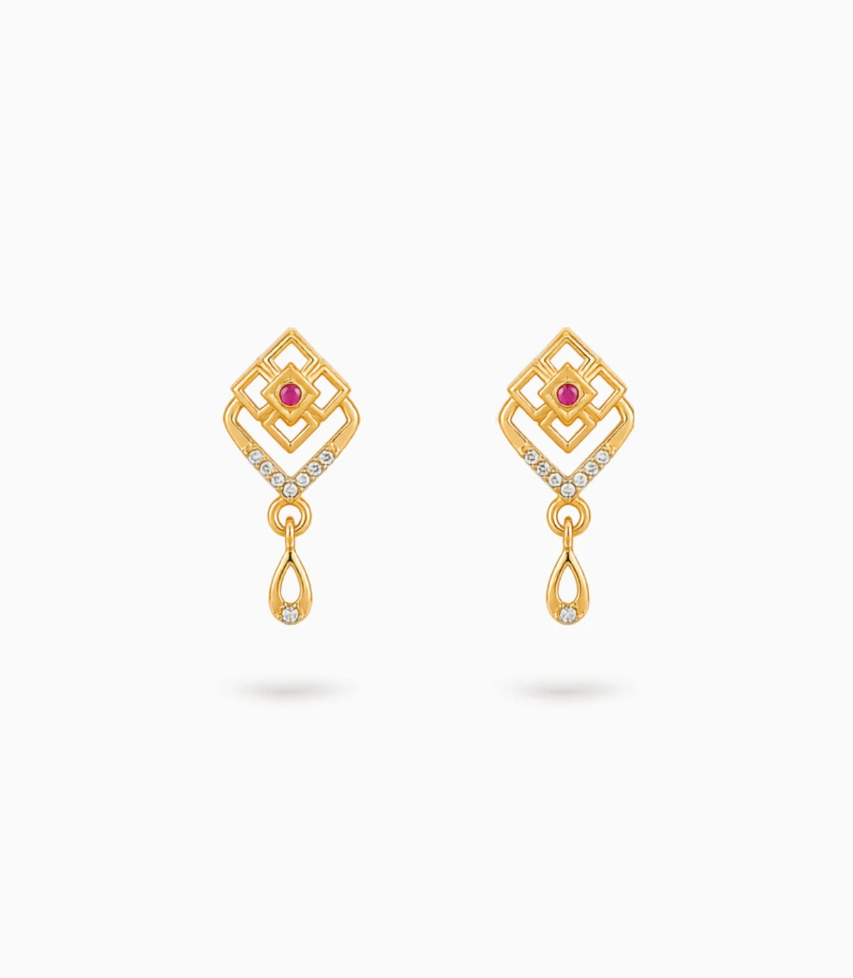 Gold Plated Handcrafted AD Drop Earrings