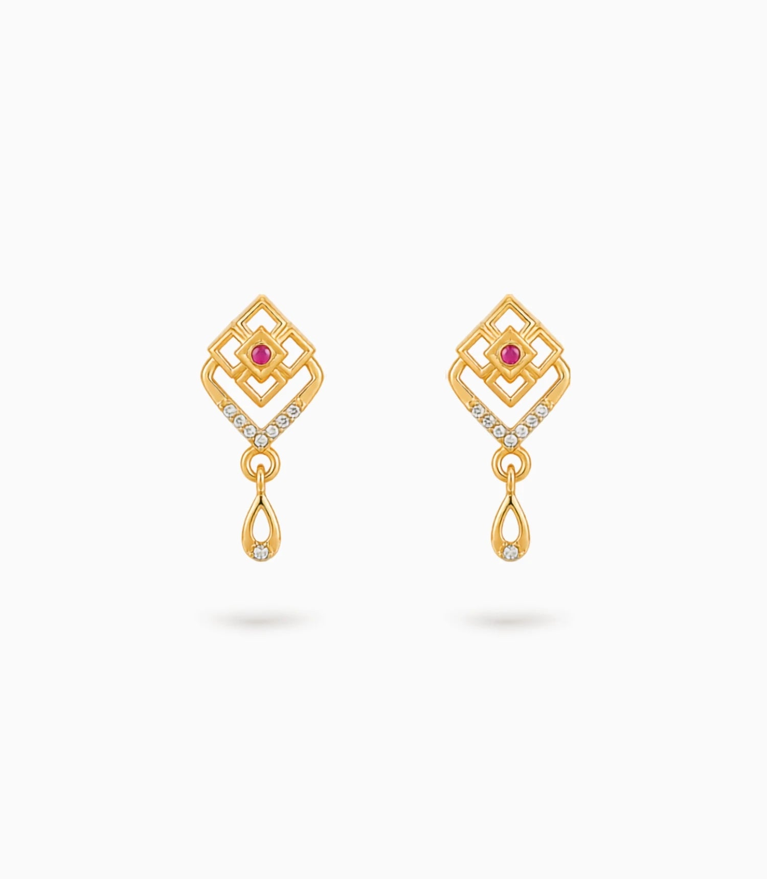 Gold Plated Handcrafted AD Drop Earrings