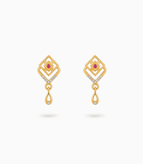 Gold Plated Handcrafted AD Drop Earrings