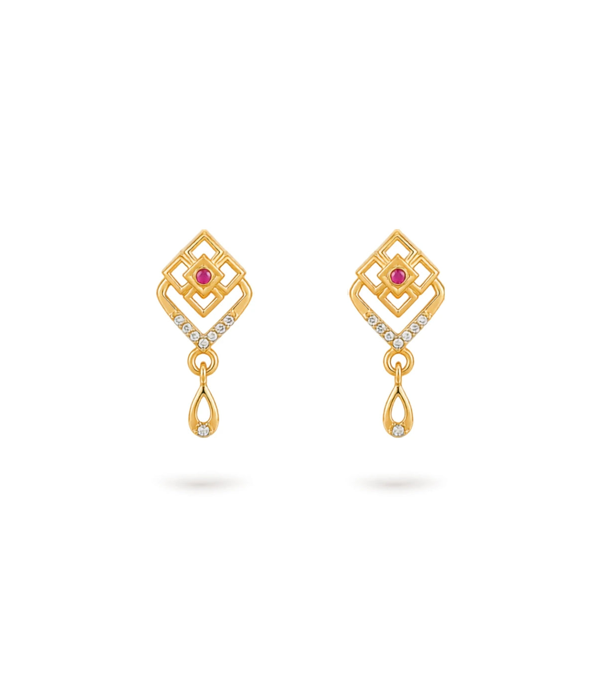 Gold Plated Handcrafted AD Drop Earrings