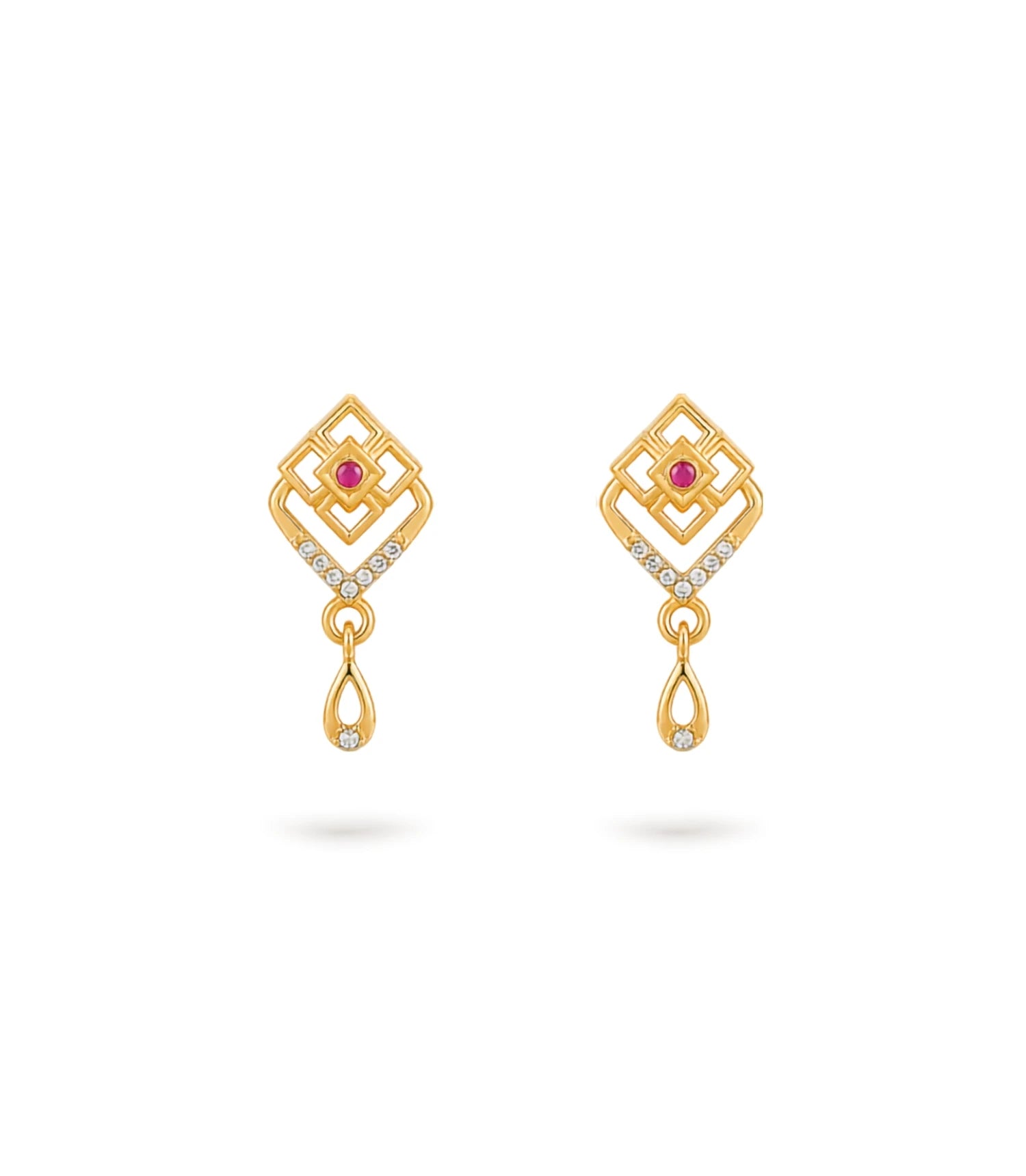 Gold Plated Handcrafted AD Drop Earrings