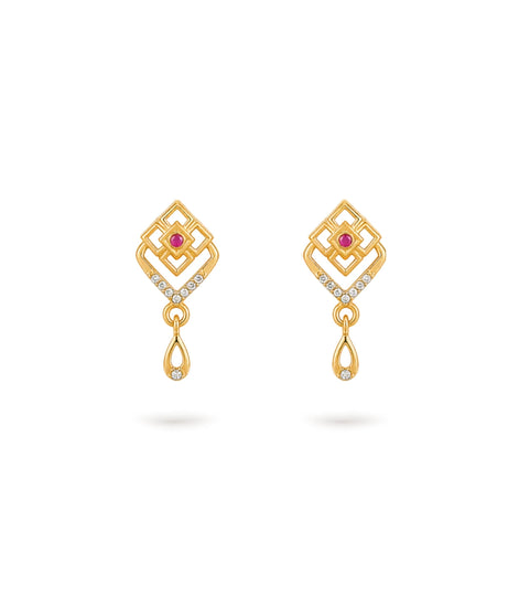 Gold Plated Handcrafted AD Drop Earrings