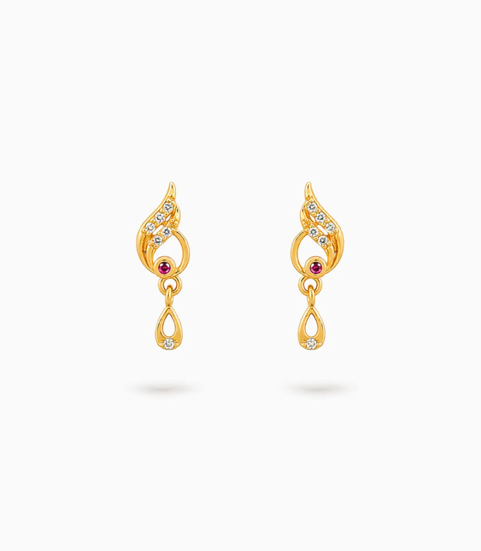 Gold Plated Precision AD Drop Earrings
