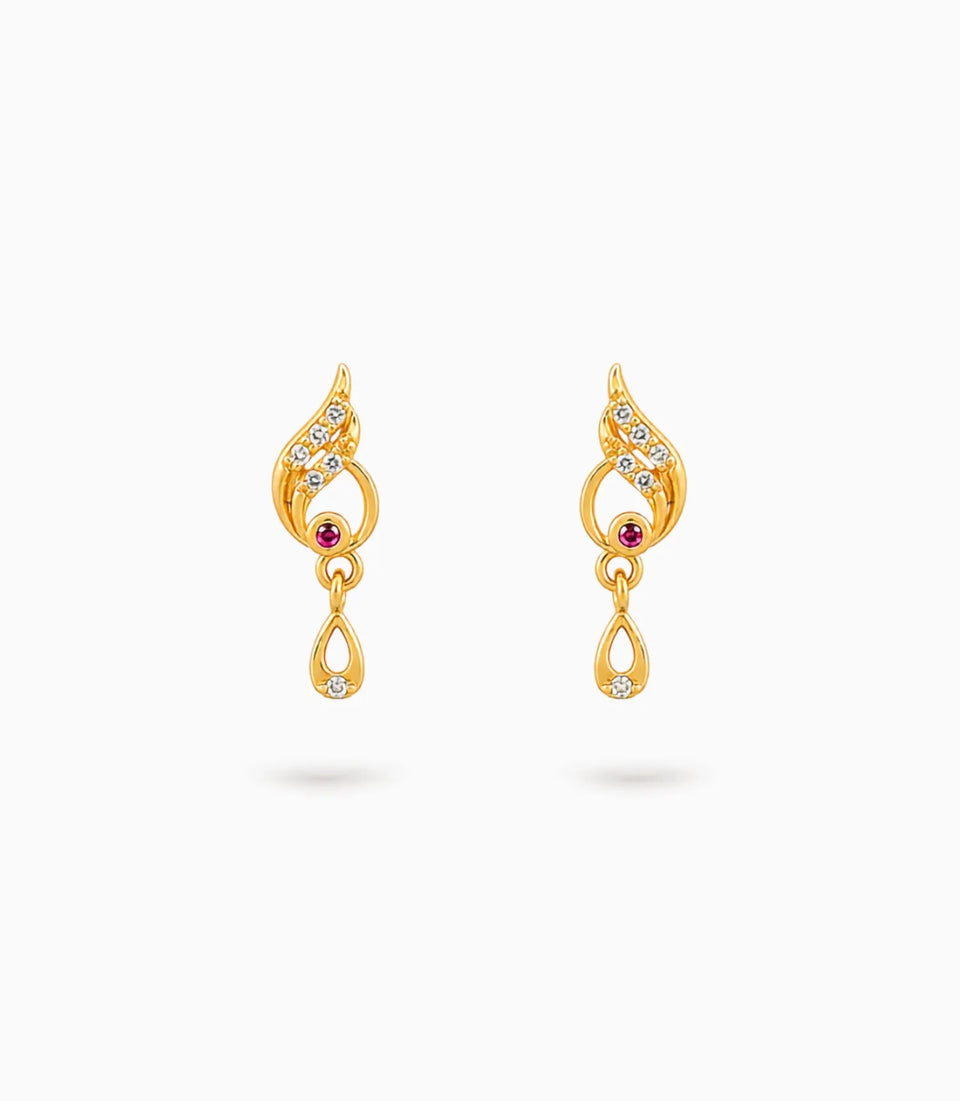 Gold Plated Precision AD Drop Earrings