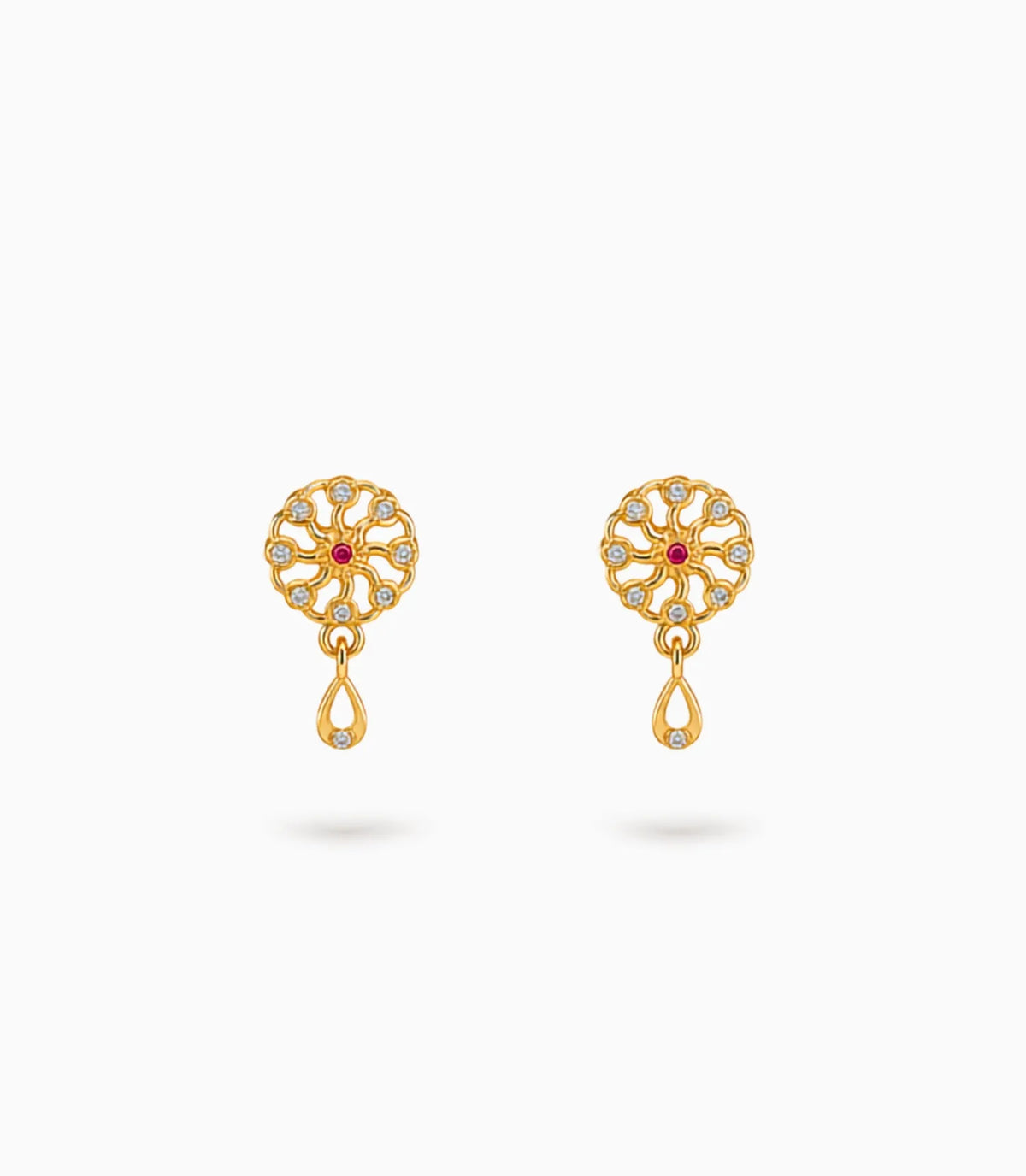 Gold Plated High Polish AD Drop Earrings
