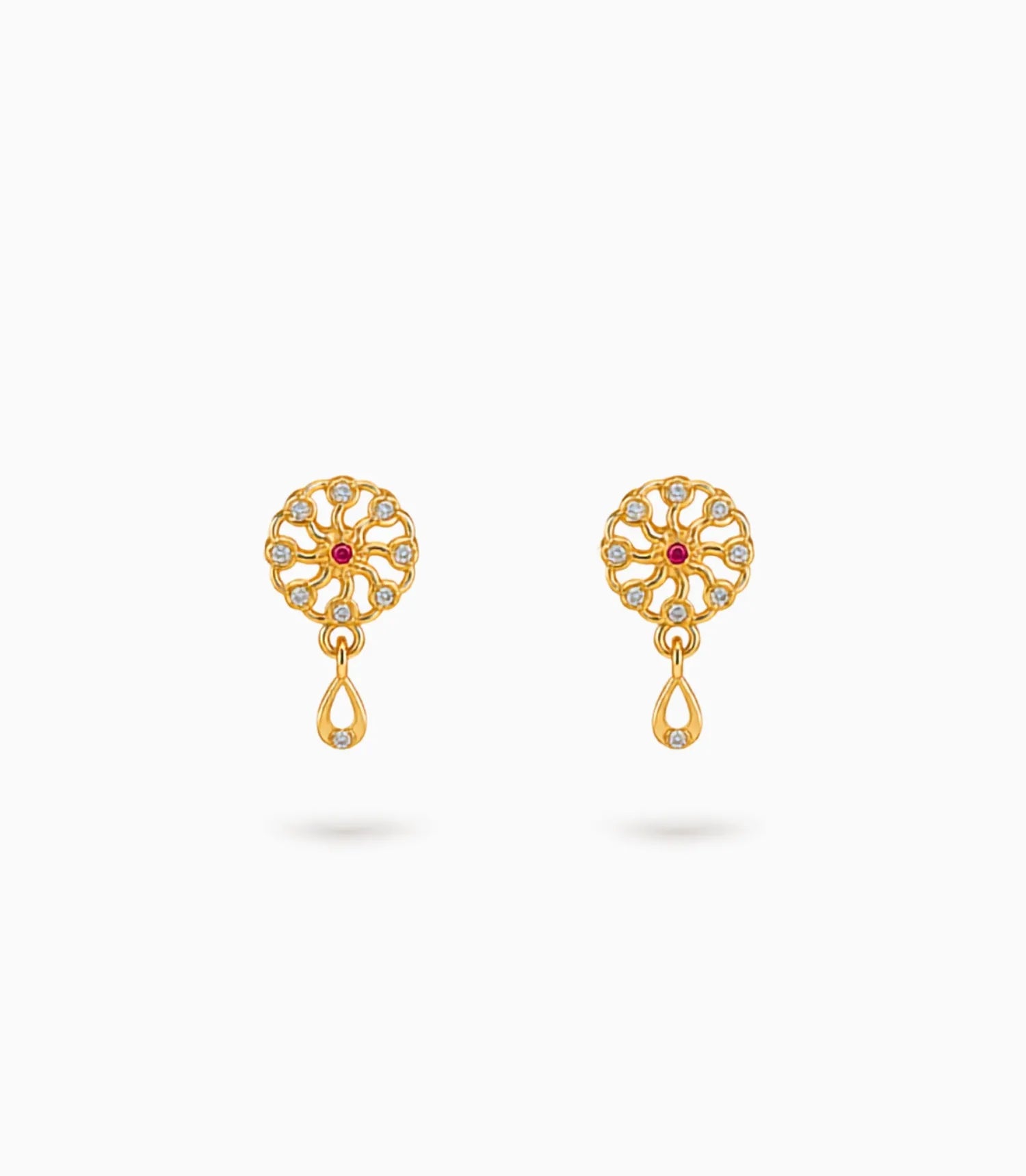 Gold Plated High Polish AD Drop Earrings