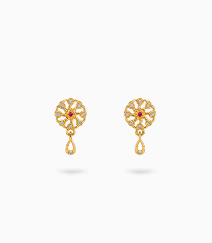 Gold Plated High Polish AD Drop Earrings