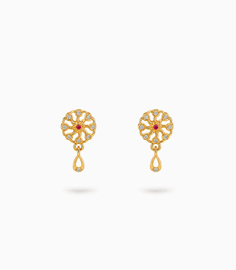 Gold Plated High Polish AD Drop Earrings
