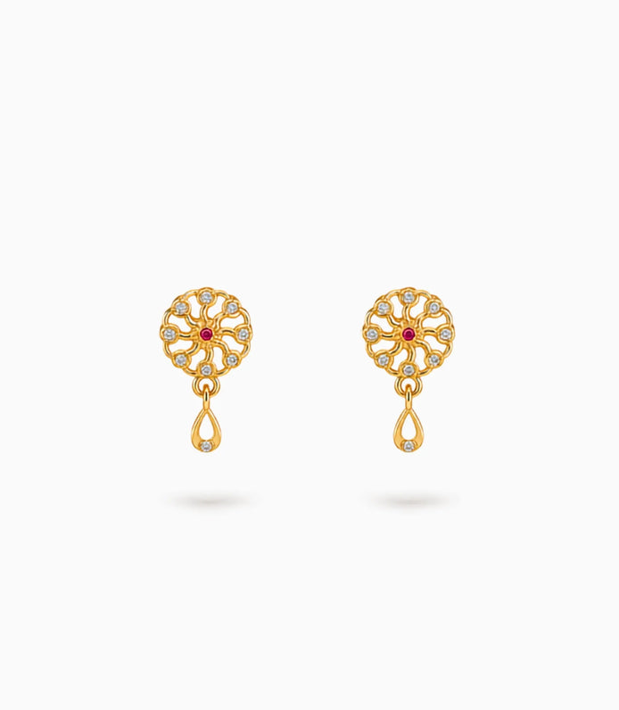 Gold Plated High Polish AD Drop Earrings