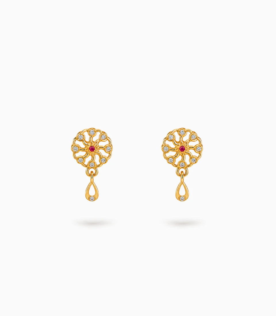 Gold Plated High Polish AD Drop Earrings